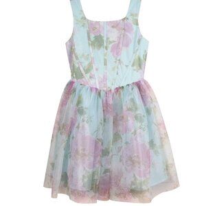 Zunie Kids' Floral Print Mesh Dress (Big Kid)